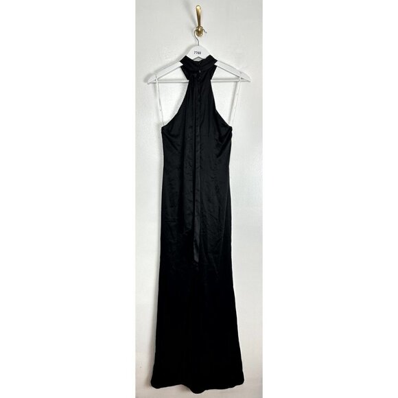 LULUS Waltz with You Halter Satin Column Gown in Black Size X-Small - Picture 11 of 12